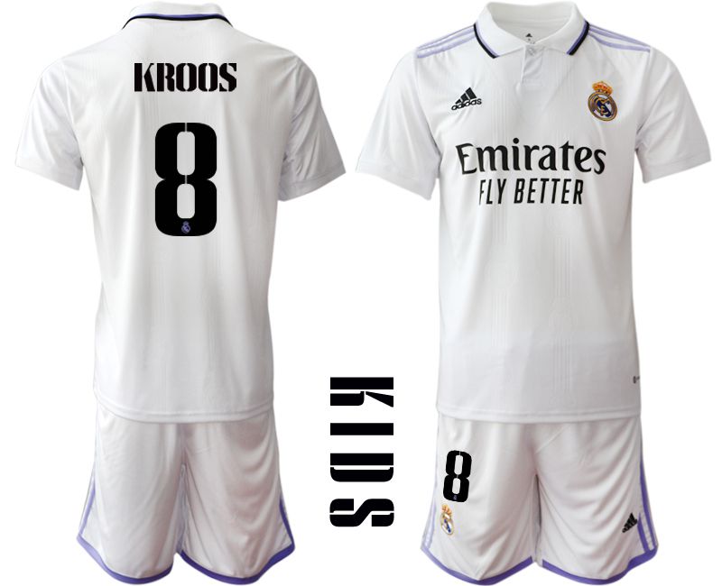 Youth 2022-2023 Club Real Madrid home white #8 Soccer Jersey->real madrid jersey->Soccer Club Jersey